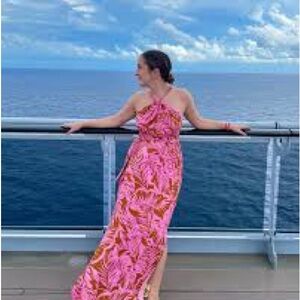 Forever 21 Pink and Orange Floral Maxi Dress